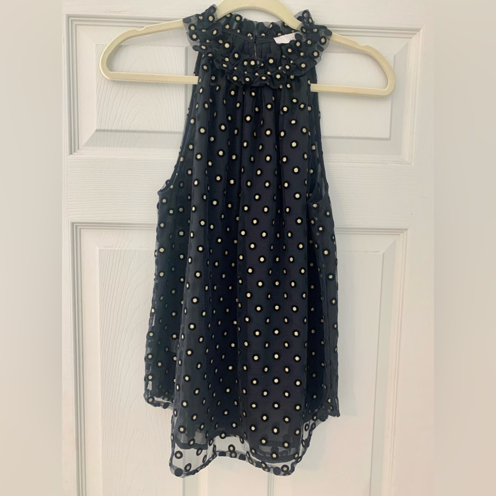 LOFT NWT halter neck black and gold top. Size M